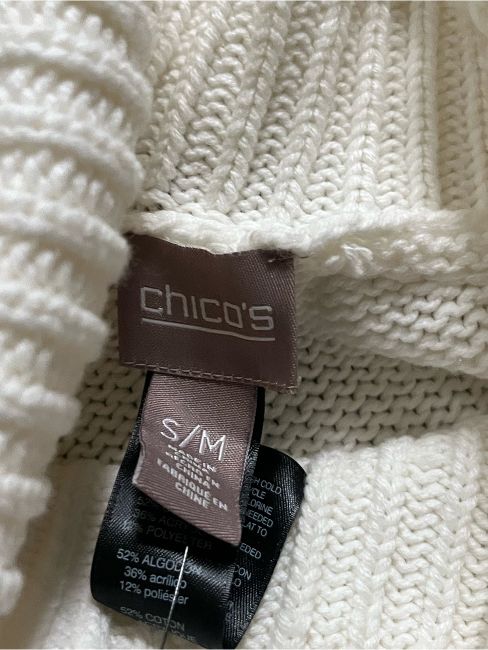 Chico's Cream Knit Turtleneck Poncho NWT S/M - Holiday Christmas - Picture 3 of 8